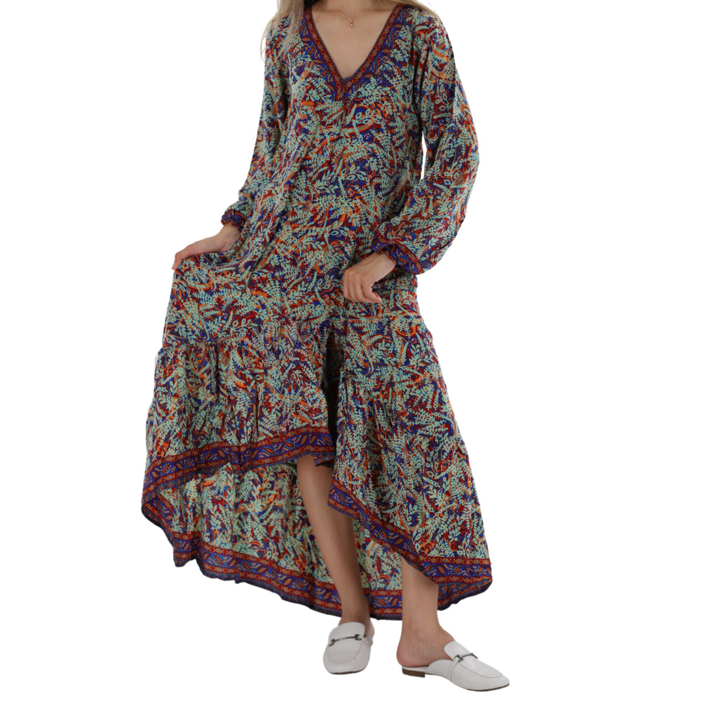 La Fiorentina Flowy "Viviana" Dress with Mid Length Sleeves and High/Low Bottom